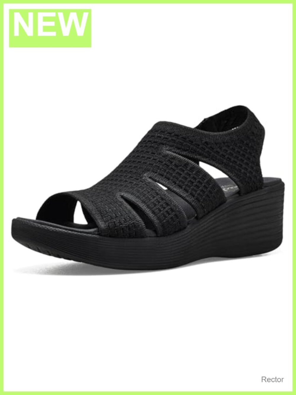 Skechers Wedge Sandal Crochet Knit Slingback Open Toe Platform